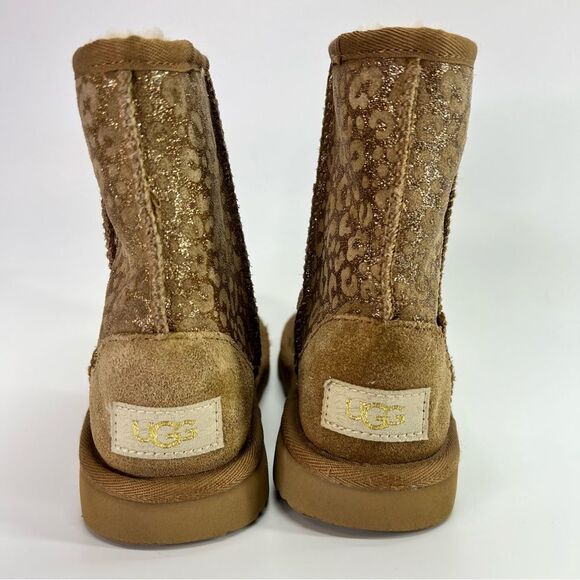 UGG Classic II Kids Glitter Leopard Boots Chestnut 13 - Picture 11 of 14